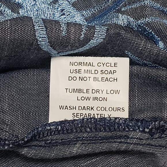 Wayward Fancies Blue Chambray Floral Embroidered Maxi Dress Sz 8-M Grandma - Picture 8 of 14